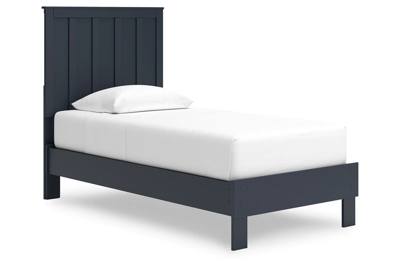 Simmenfort Twin Platform Bed In Navy Blue EB1528B1