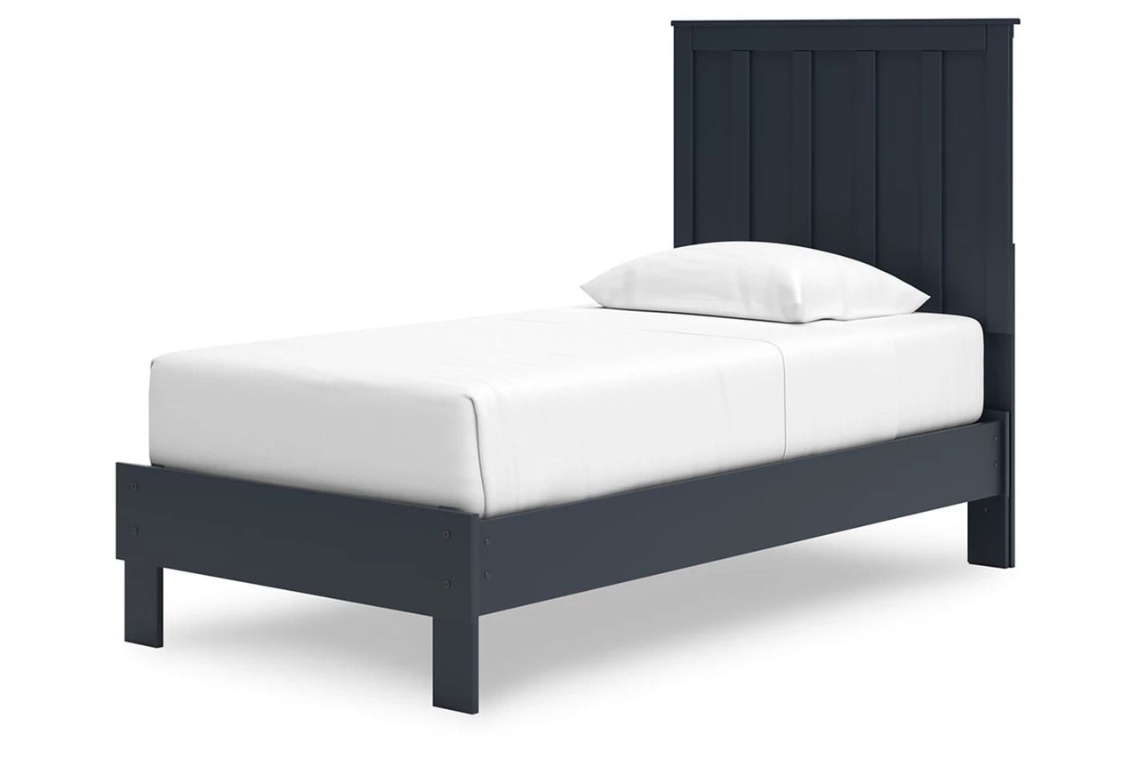 Simmenfort Twin Platform Bed In Navy Blue EB1528B1