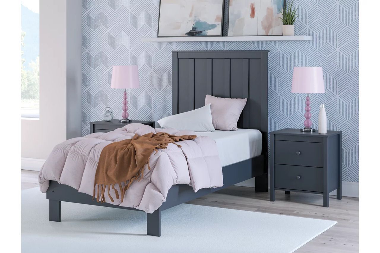 Simmenfort Twin Platform Bed In Navy Blue EB1528B1