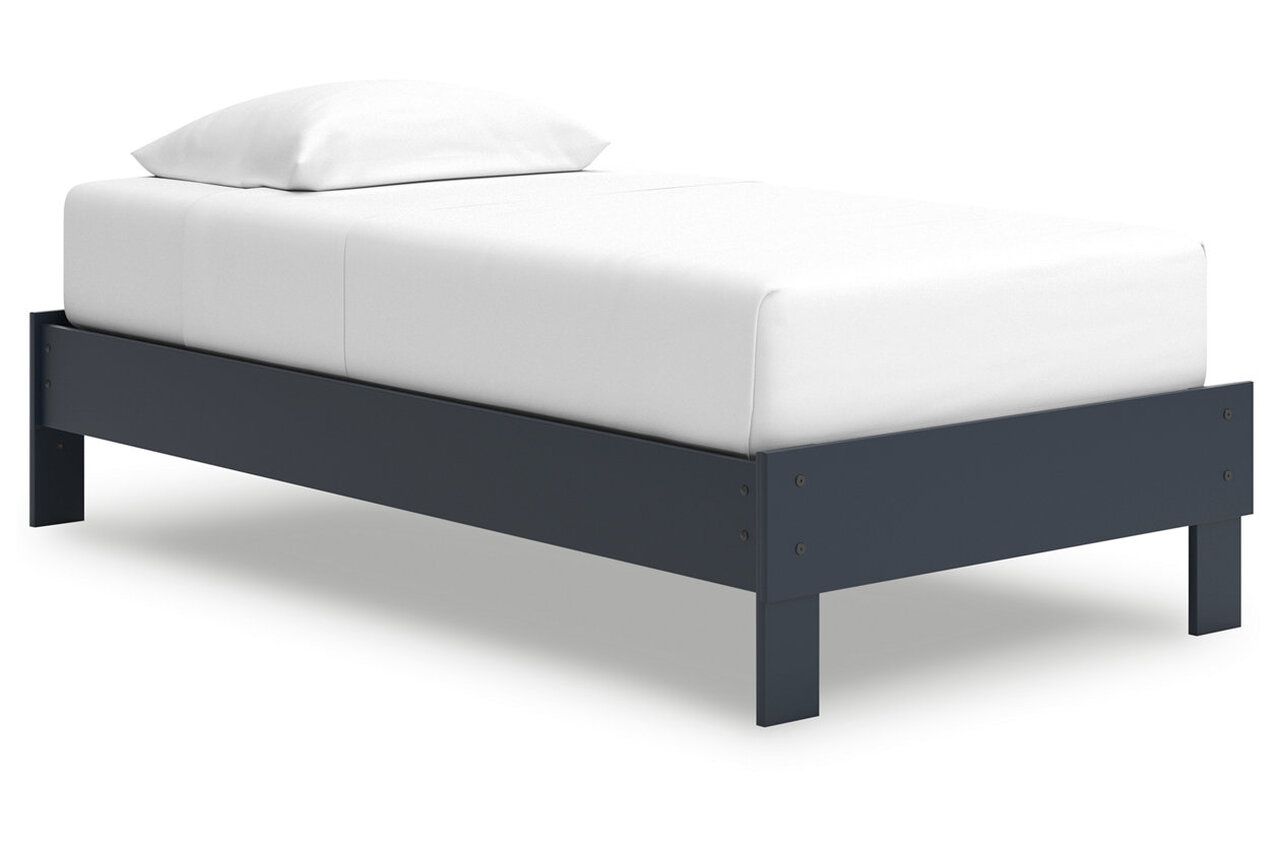 Simmenfort Twin Platform Bed In Navy Blue EB1528B1