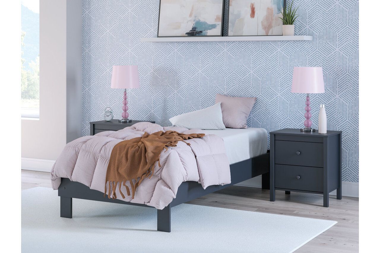Simmenfort Twin Platform Bed In Navy Blue EB1528B1
