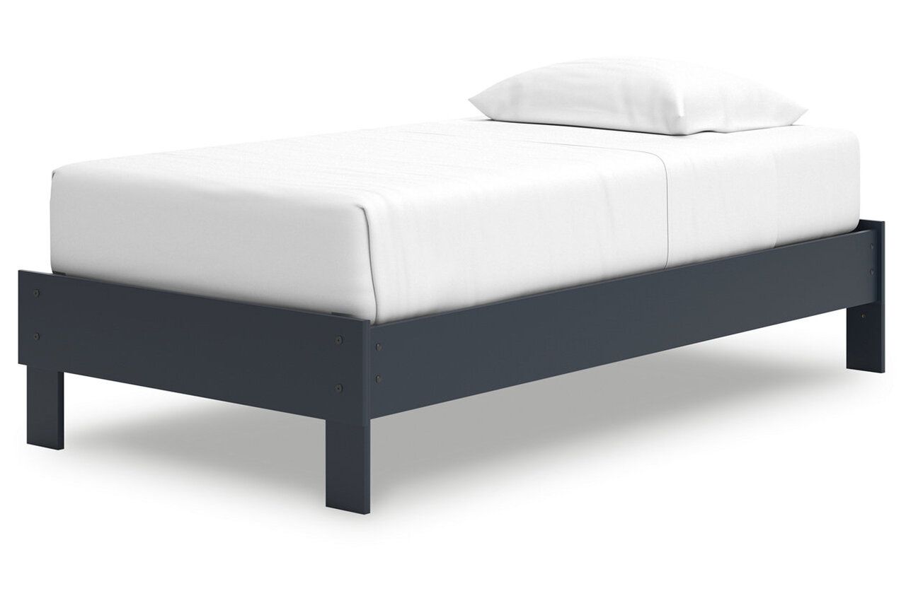 Simmenfort Twin Platform Bed In Navy Blue EB1528B1