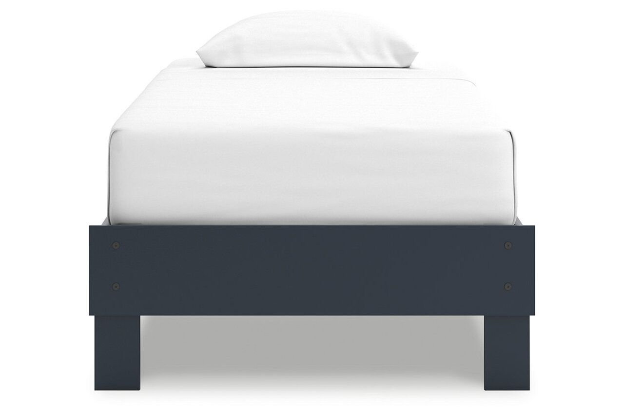 Simmenfort Twin Platform Bed In Navy Blue EB1528B1