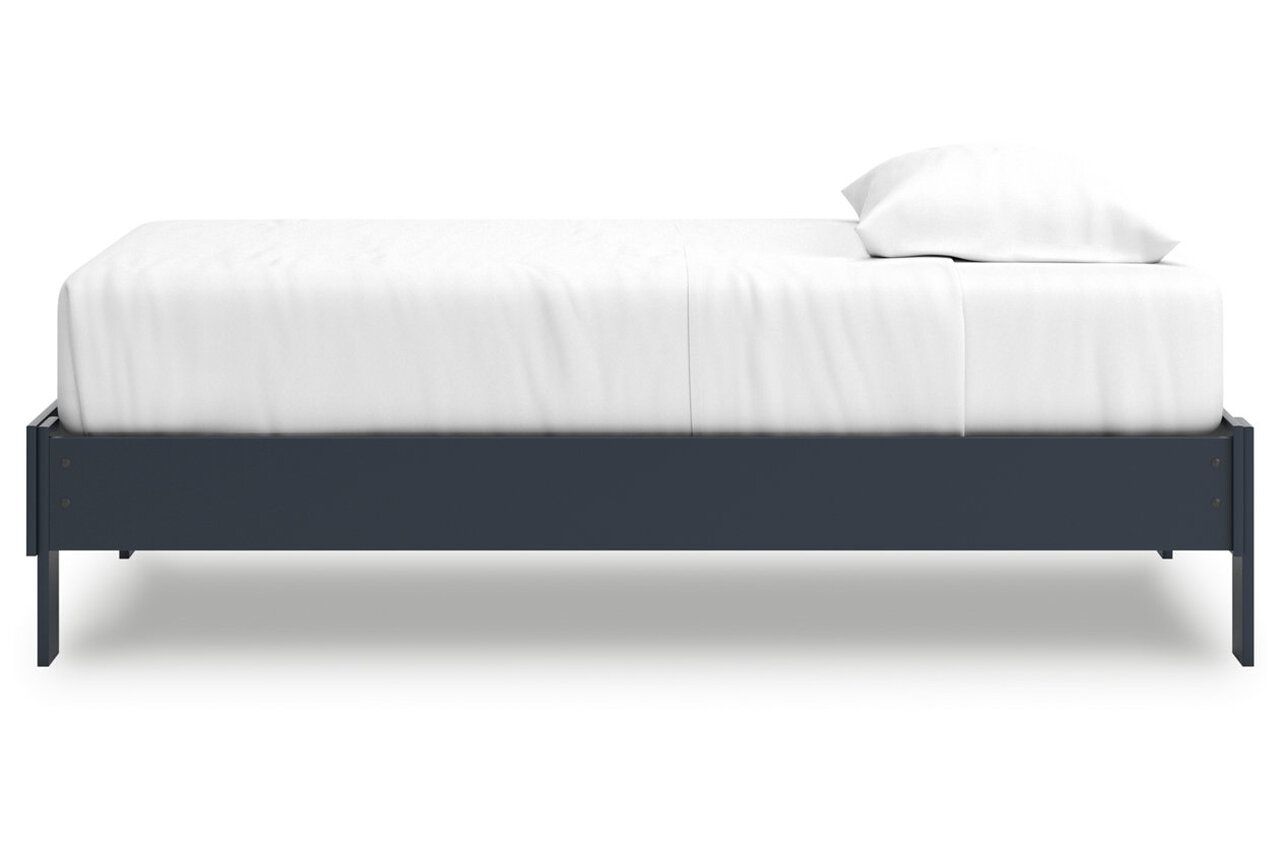 Simmenfort Twin Platform Bed In Navy Blue EB1528B1