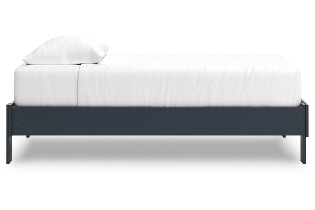 Simmenfort Twin Platform Bed In Navy Blue EB1528B1