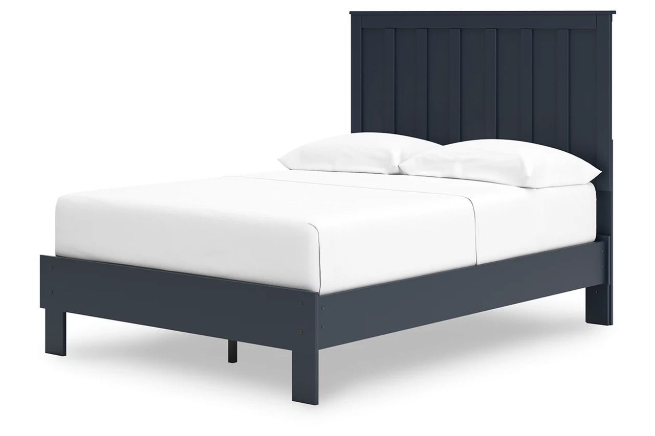 Simmenfort Full Platform Bed In Navy Blue EB1528B2