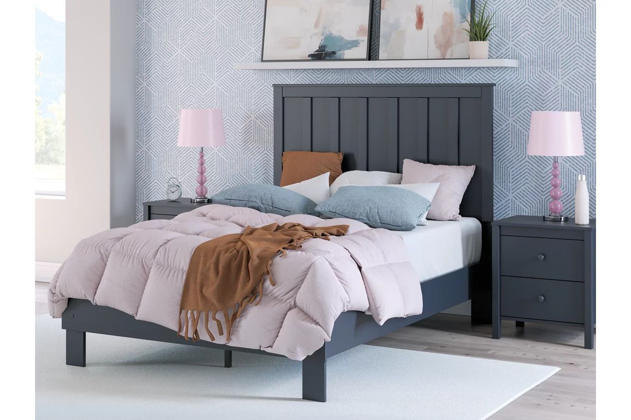 Simmenfort Full Platform Bed In Navy Blue EB1528B2
