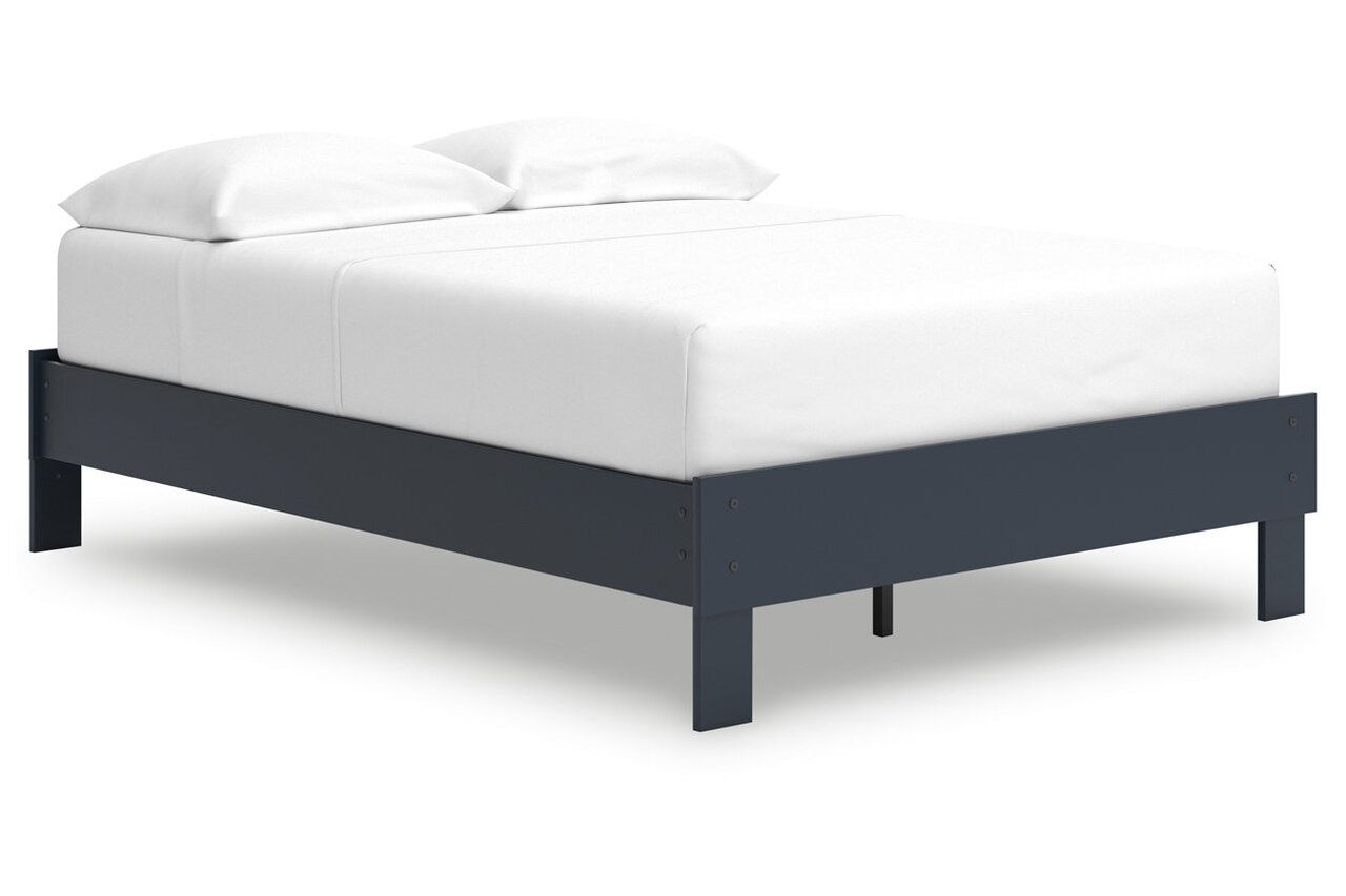 Simmenfort Full Platform Bed In Navy Blue EB1528B2