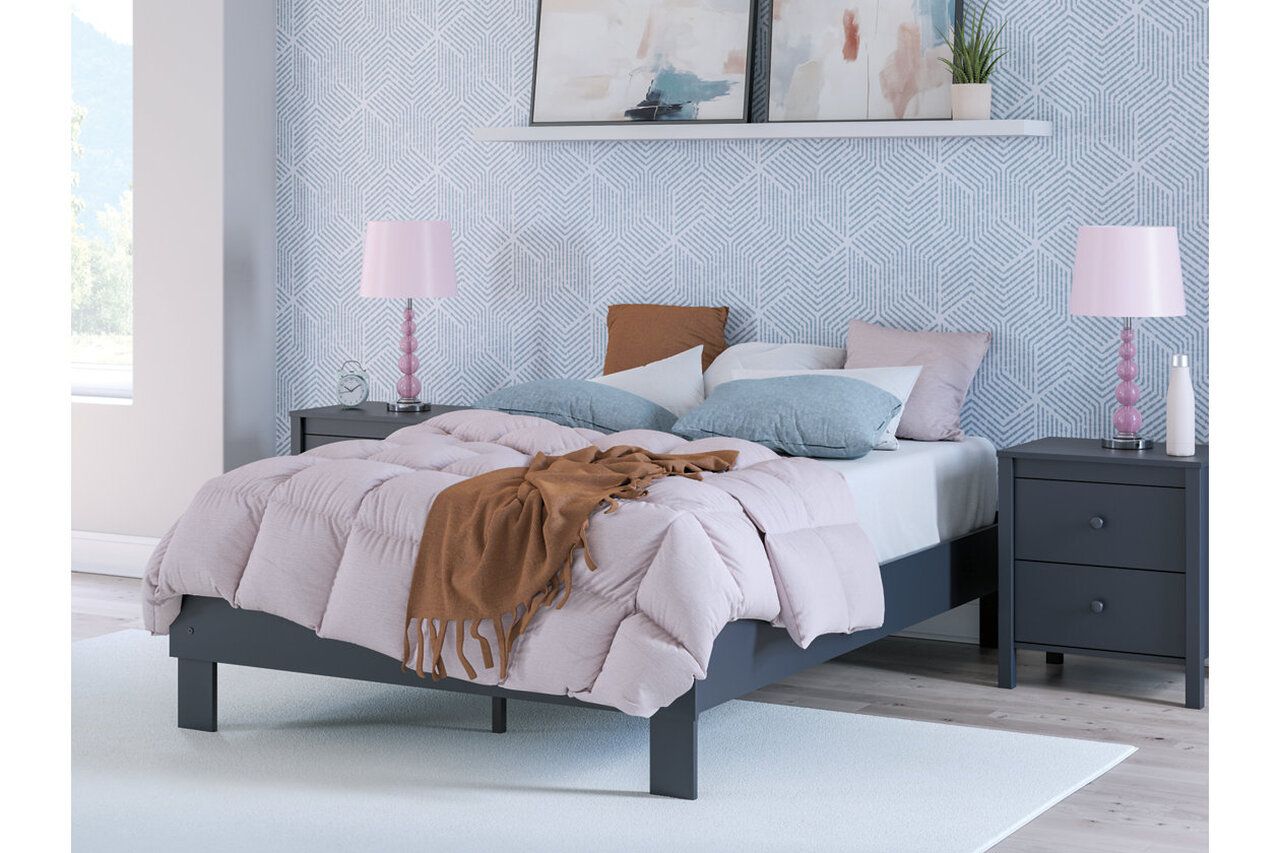 Simmenfort Full Platform Bed In Navy Blue EB1528B2
