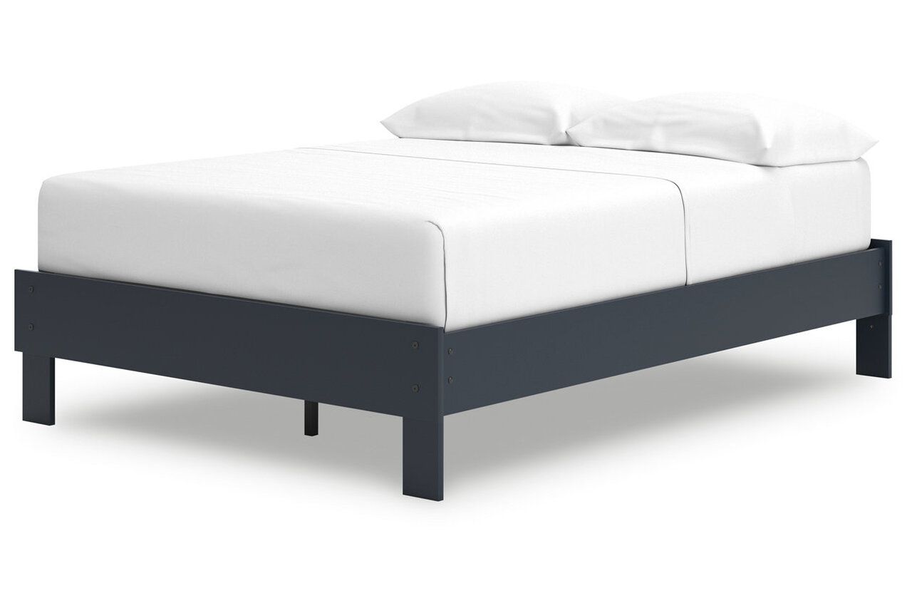 Simmenfort Full Platform Bed In Navy Blue EB1528B2