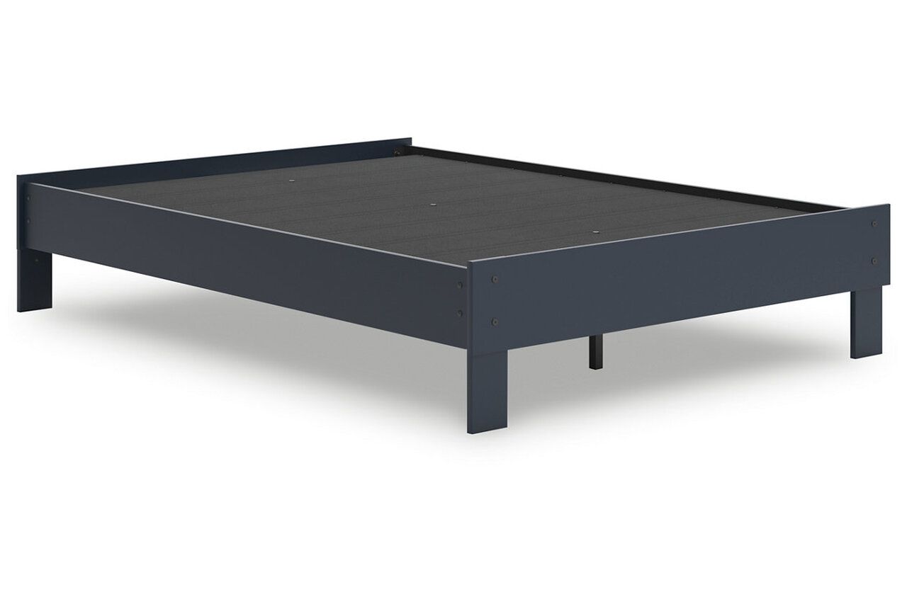 Simmenfort Full Platform Bed In Navy Blue EB1528B2