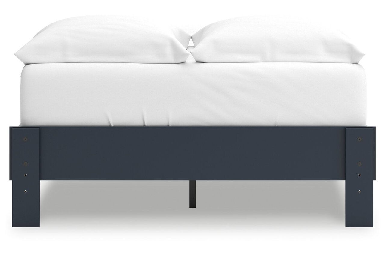 Simmenfort Full Platform Bed In Navy Blue EB1528B2