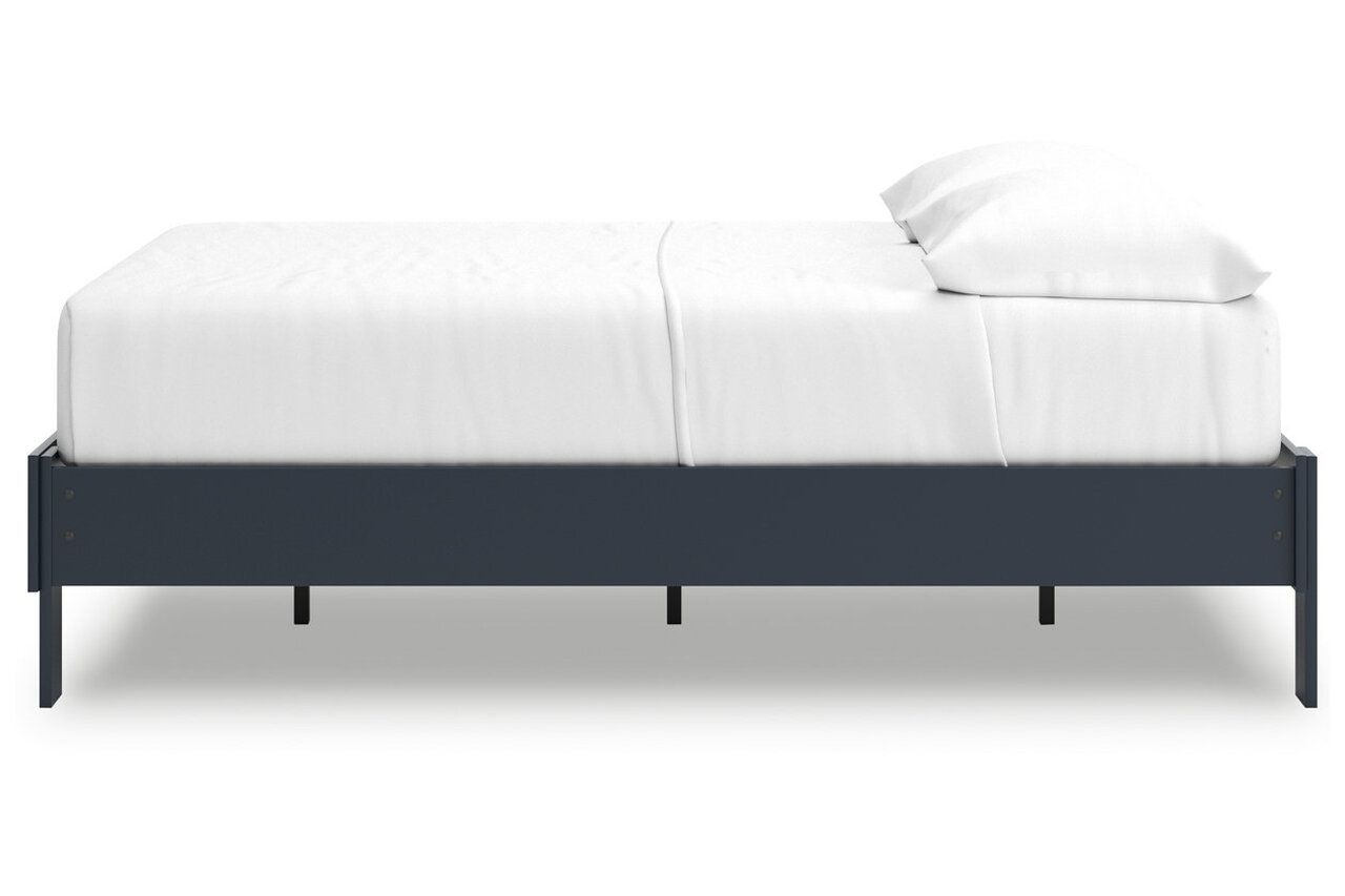 Simmenfort Full Platform Bed In Navy Blue EB1528B2