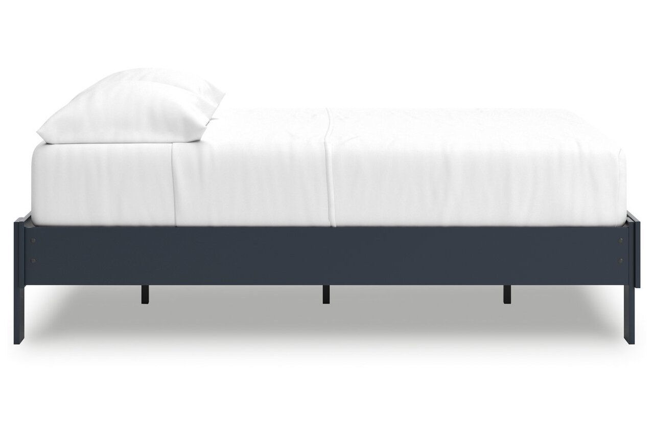 Simmenfort Full Platform Bed In Navy Blue EB1528B2