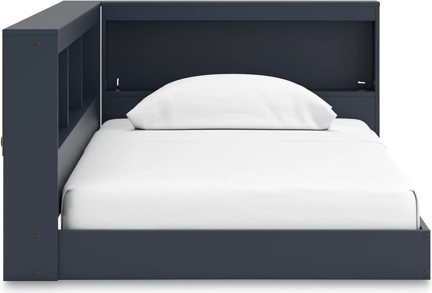 Simmenfort Twin Bookcase Storage Bed In Navy Blue EB1528B3