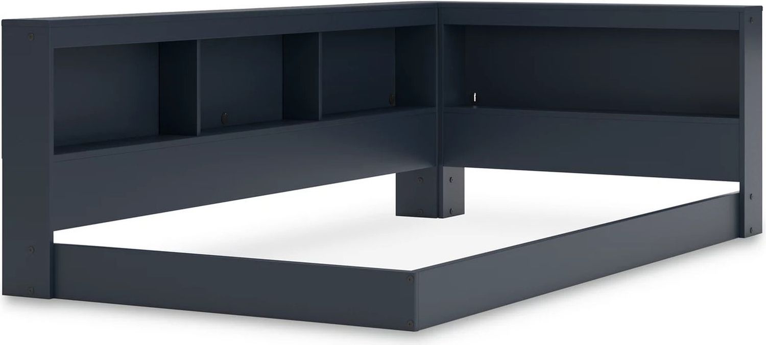 Simmenfort Twin Bookcase Storage Bed In Navy Blue EB1528B3