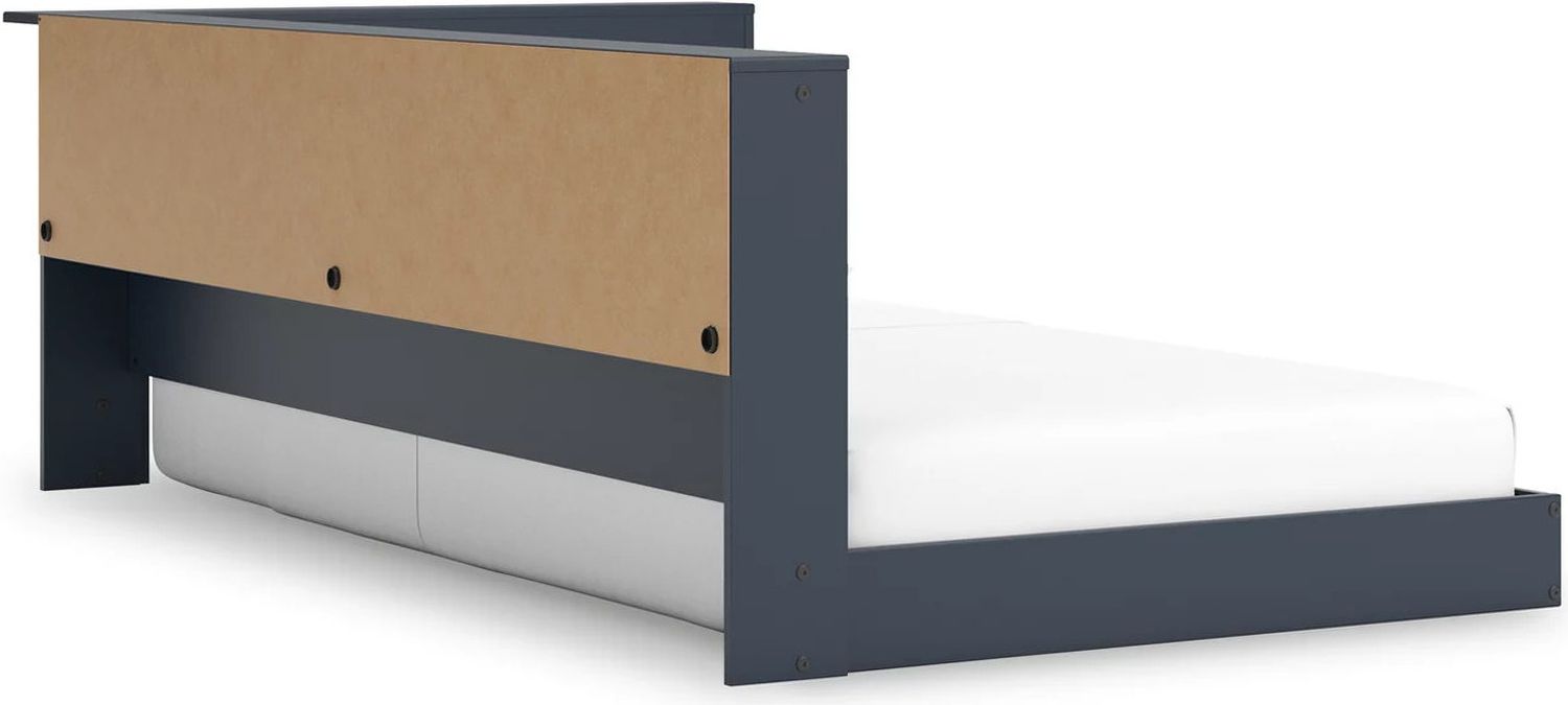 Simmenfort Twin Bookcase Storage Bed In Navy Blue EB1528B3