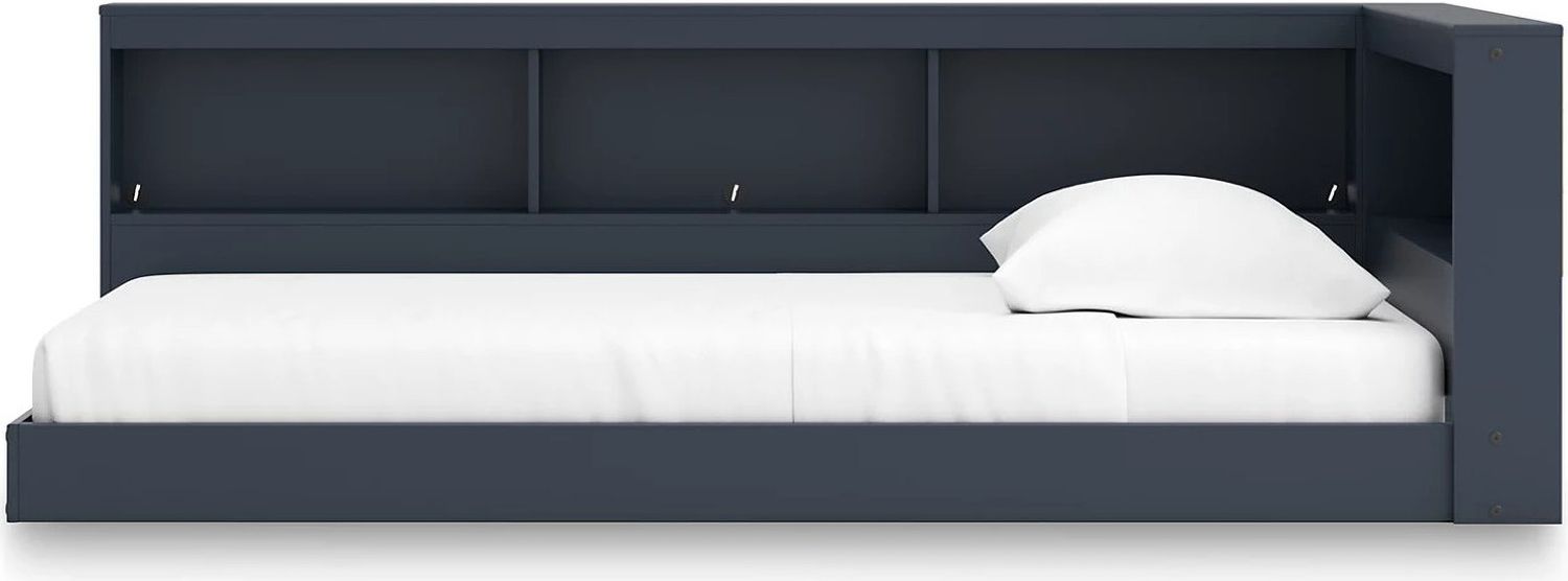 Simmenfort Twin Bookcase Storage Bed In Navy Blue EB1528B3