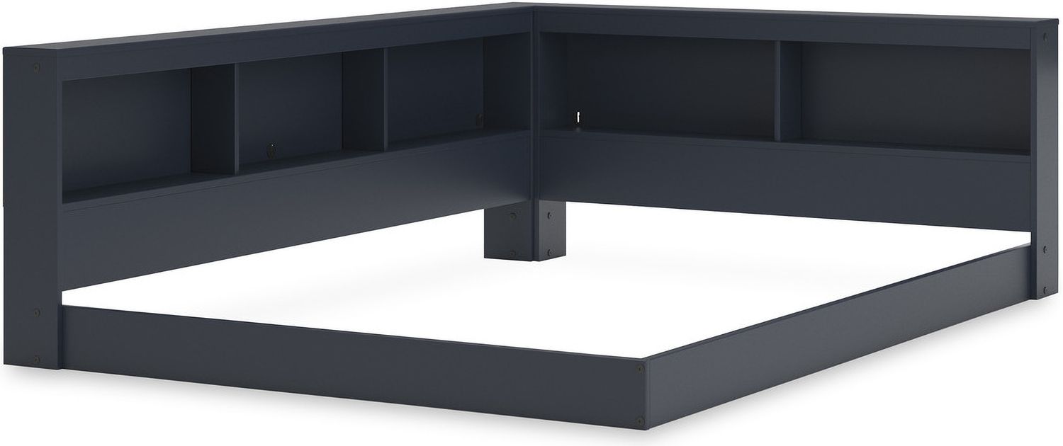 Simmenfort Twin Bookcase Storage Bed In Navy Blue EB1528B3