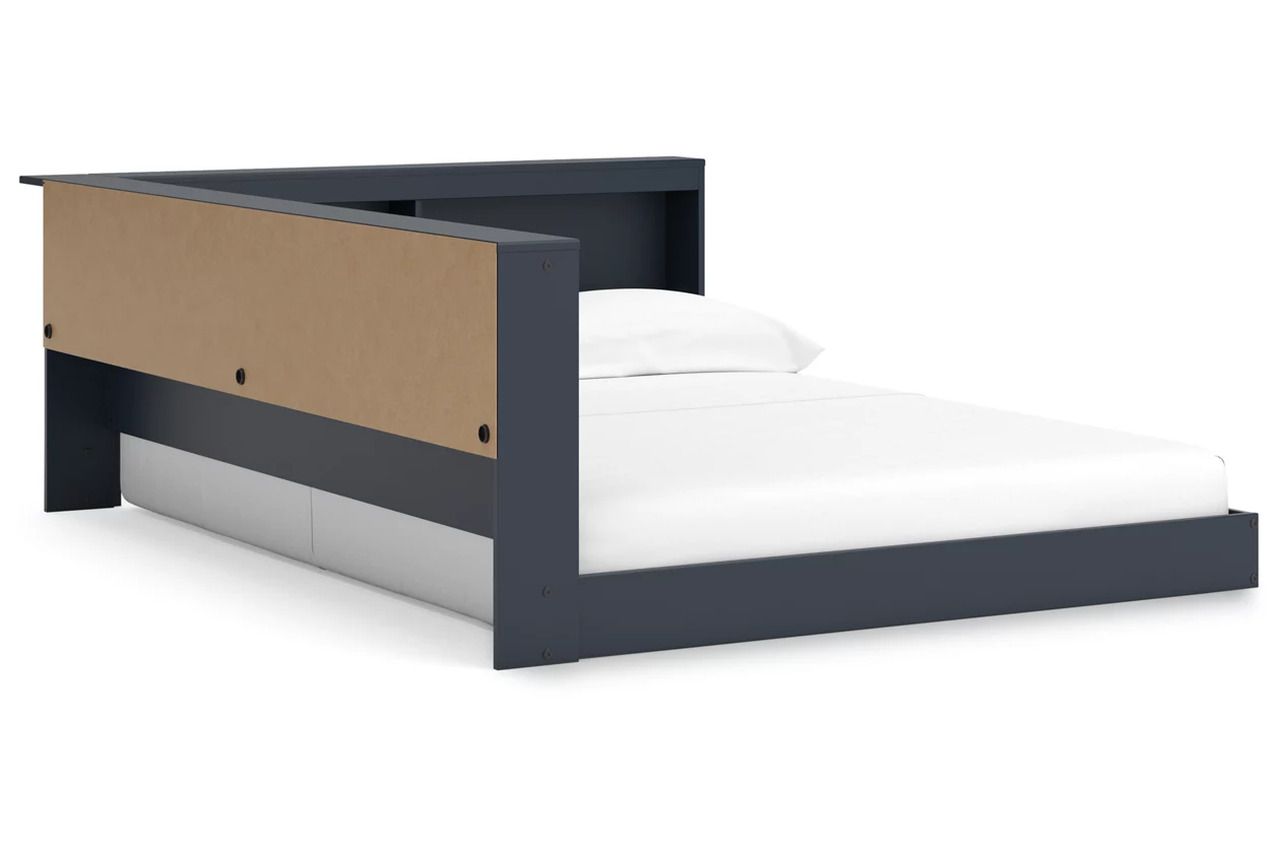 Simmenfort Full Bookcase Storage Bed In Navy Blue EB1528B4