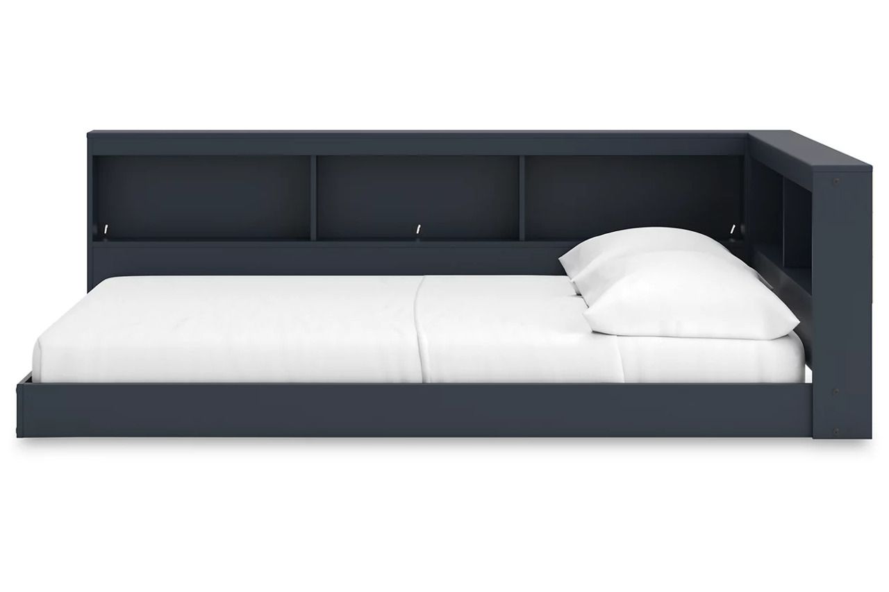 Simmenfort Full Bookcase Storage Bed In Navy Blue EB1528B4