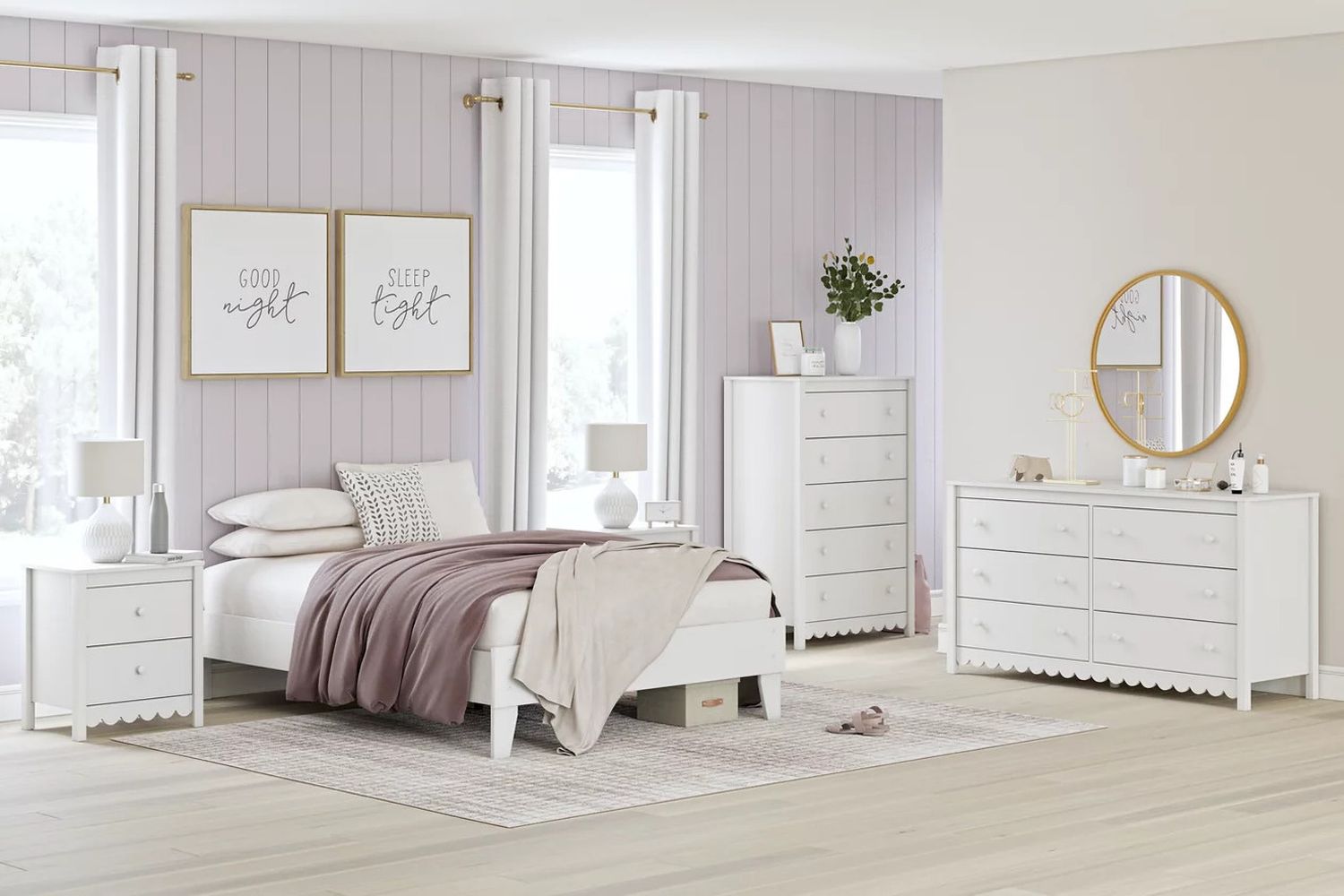 Hallityn Full Platform Bed In White EB1810112