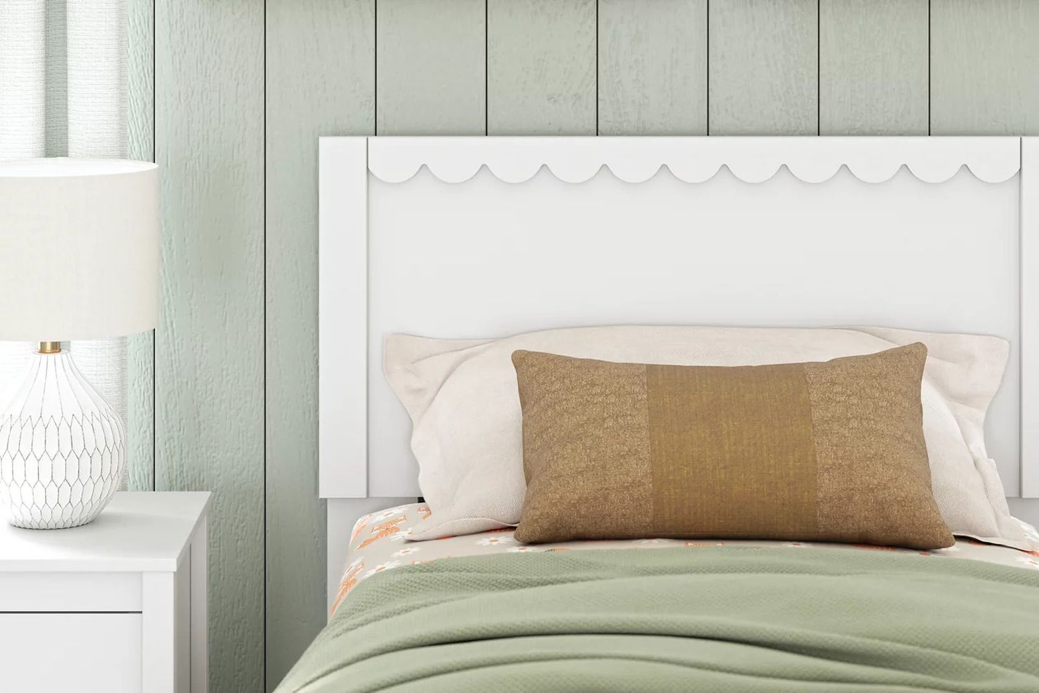 Hallityn Twin Panel Headboard In White EB1810155