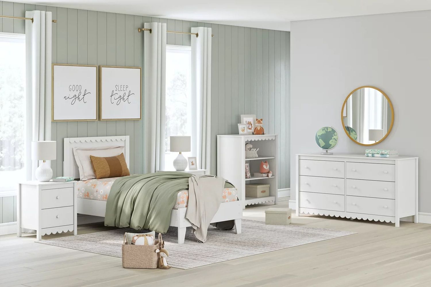Hallityn Twin Panel Platform Bed In White EB1810B1