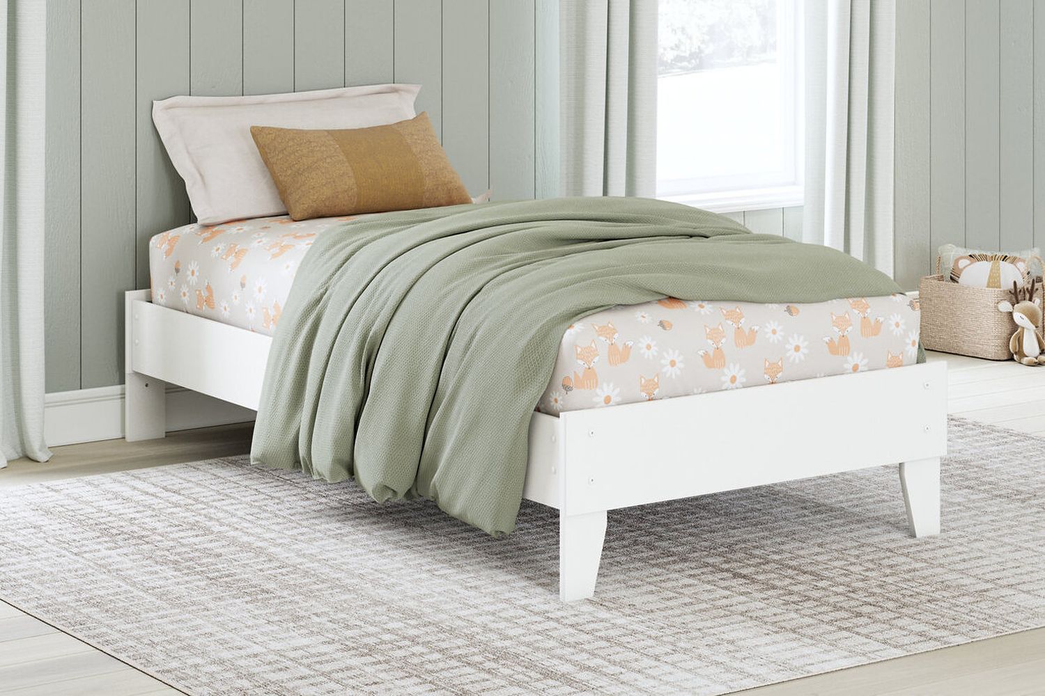 Hallityn Twin Panel Platform Bed In White EB1810B1