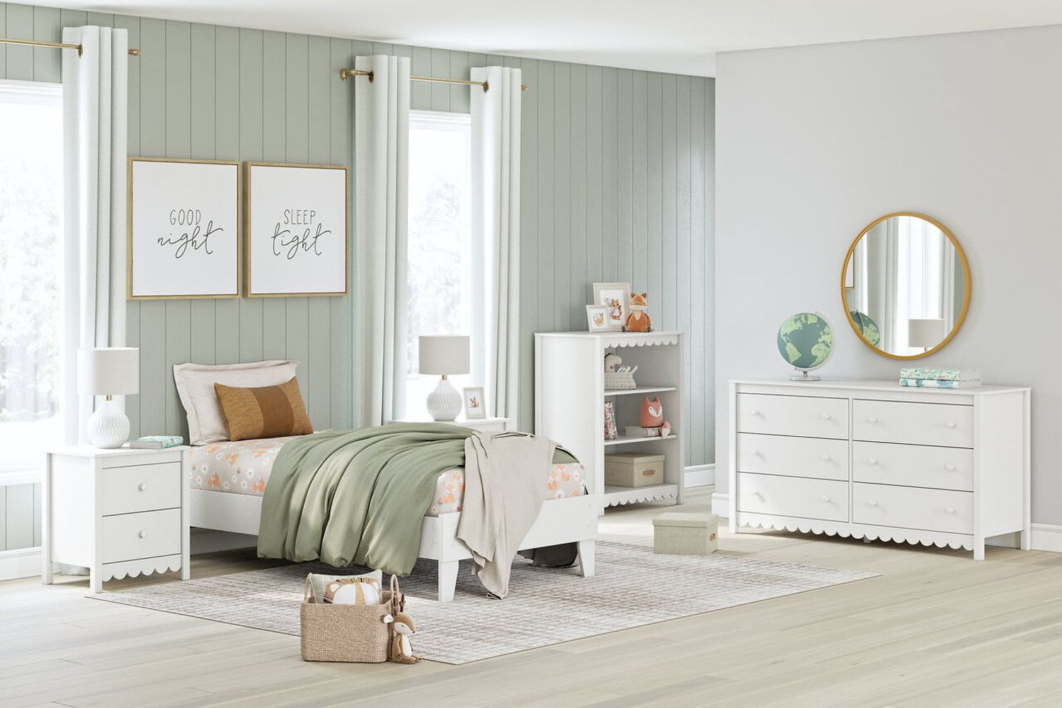 Hallityn Twin Panel Platform Bed In White EB1810B1