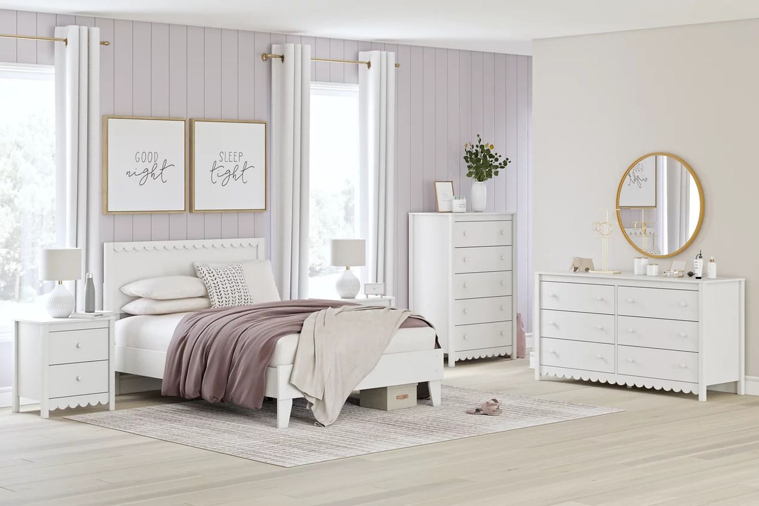 Hallityn Full Panel Platform Bed In White EB1810B2
