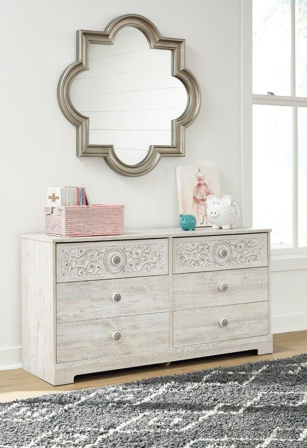 Paxberry Whitewash Six Drawer Dresser EB1811131