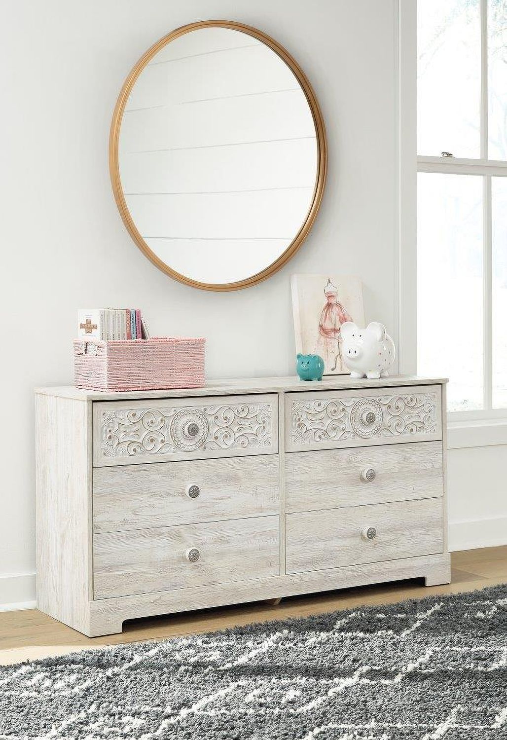 Paxberry Whitewash Six Drawer Dresser EB1811231