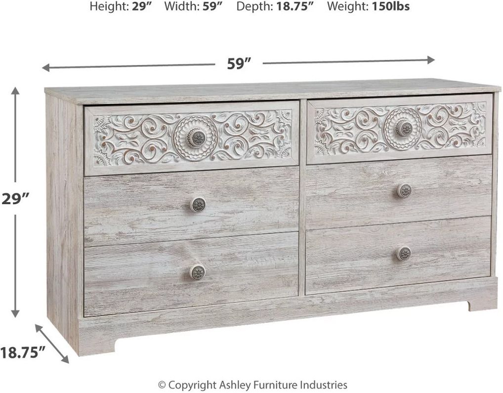 Paxberry Whitewash Six Drawer Dresser EB1811231