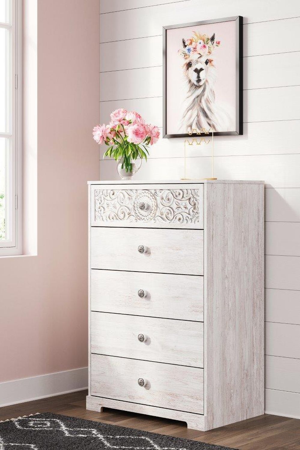 Paxberry Whitewash Five Drawer Chest EB1811245