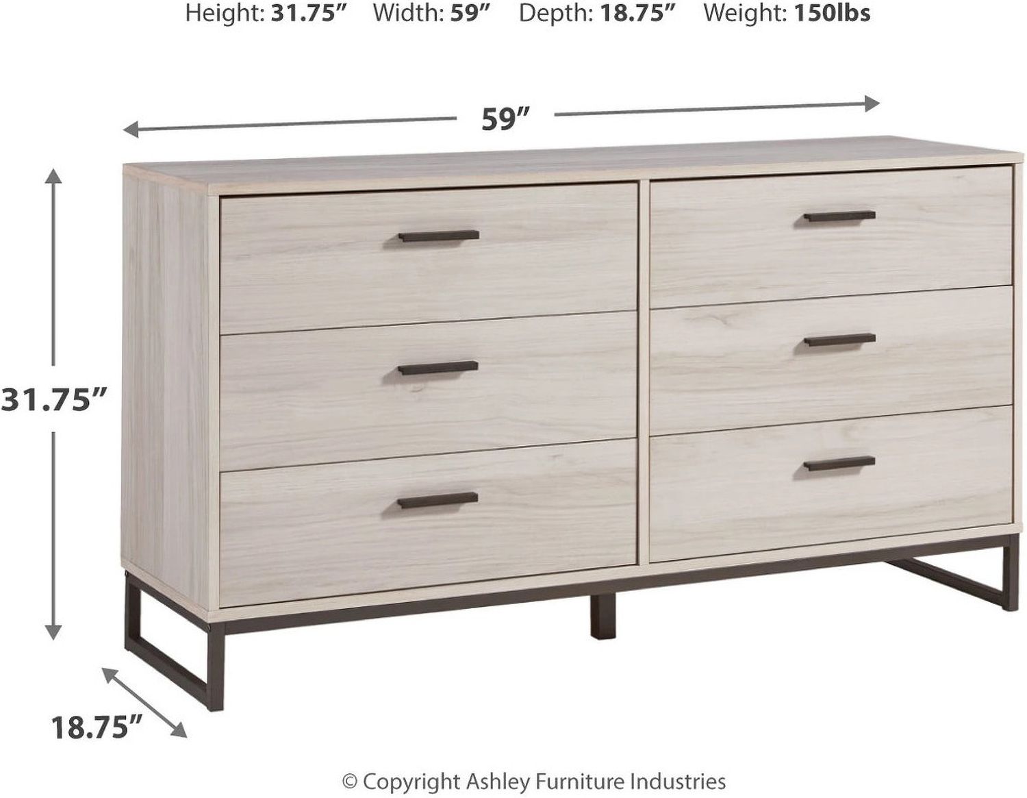 Socalle Light Natural Six Drawer Dresser EB1864231