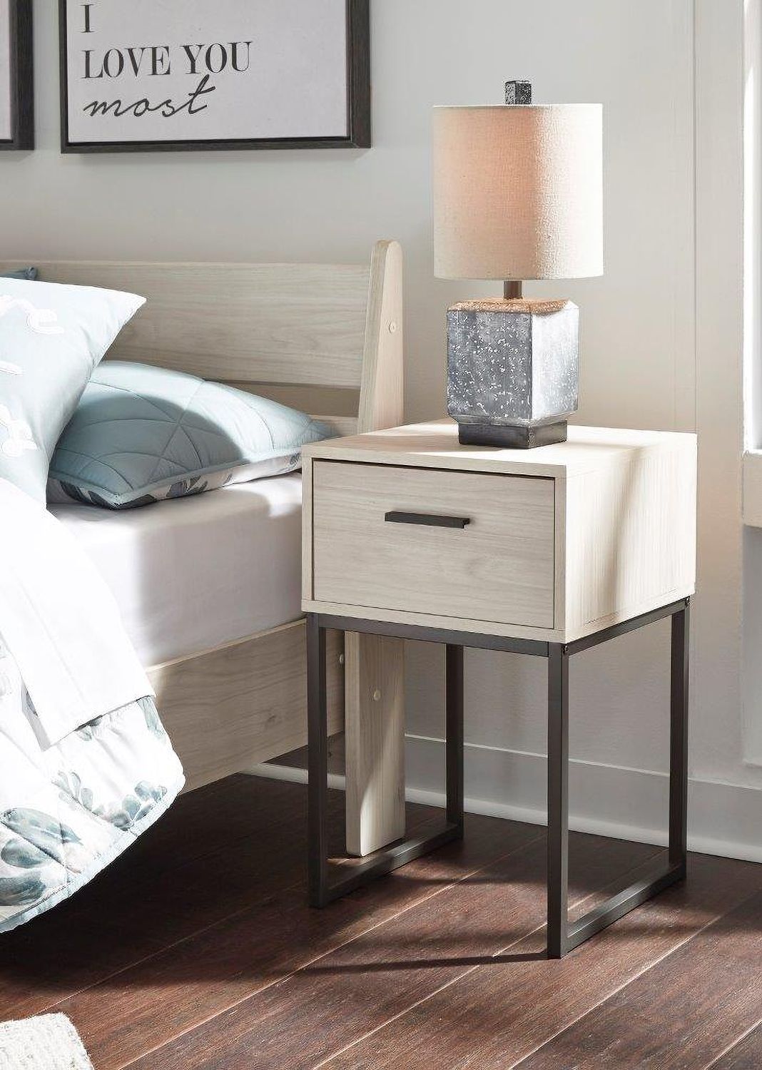 Socalle Light Natural One Drawer Night Stand EB1864291