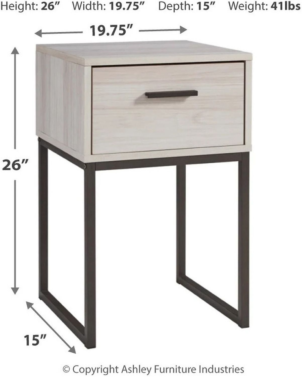 Socalle Light Natural One Drawer Night Stand EB1864291