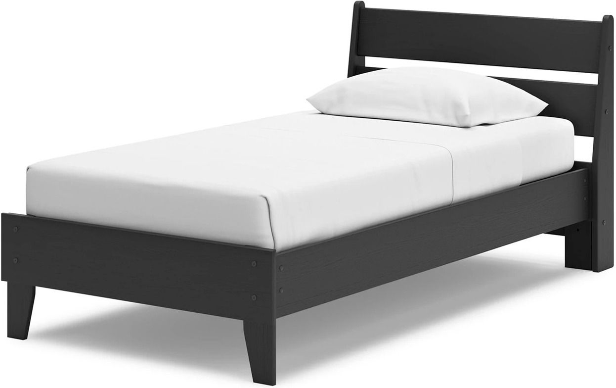 Socalle Twin Panel Platform Bed In Black EB1865B1