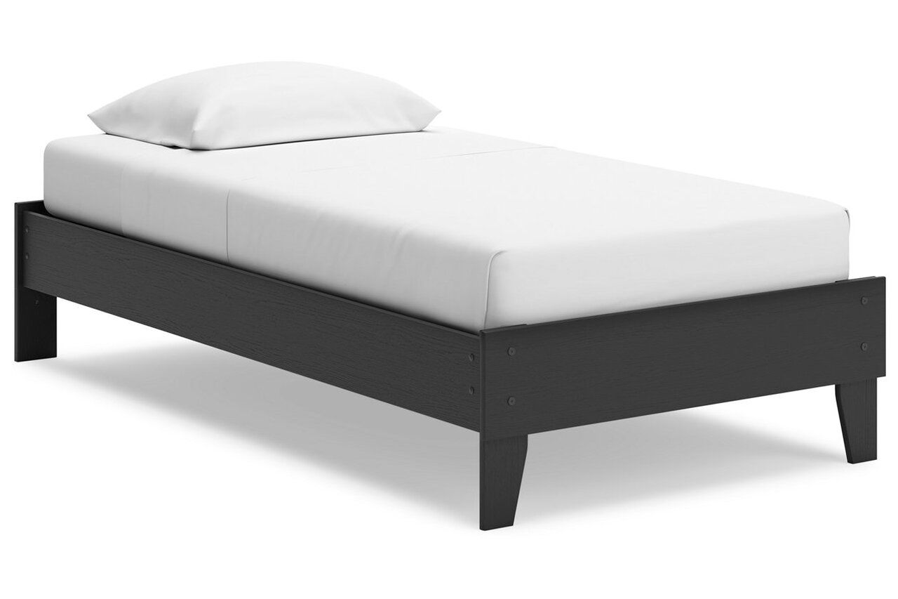 Socalle Twin Panel Platform Bed In Black EB1865B1