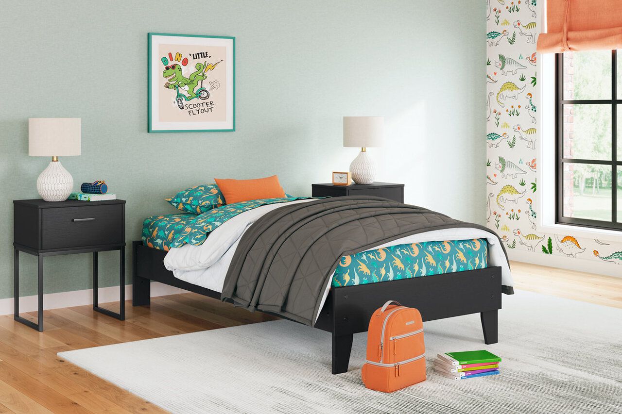 Socalle Twin Panel Platform Bed In Black EB1865B1