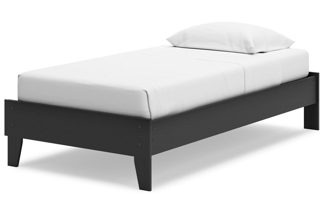 Socalle Twin Panel Platform Bed In Black EB1865B1