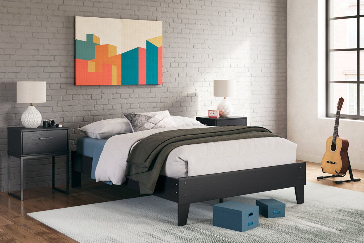 Socalle Full Panel Platform Bed In Black EB1865B2