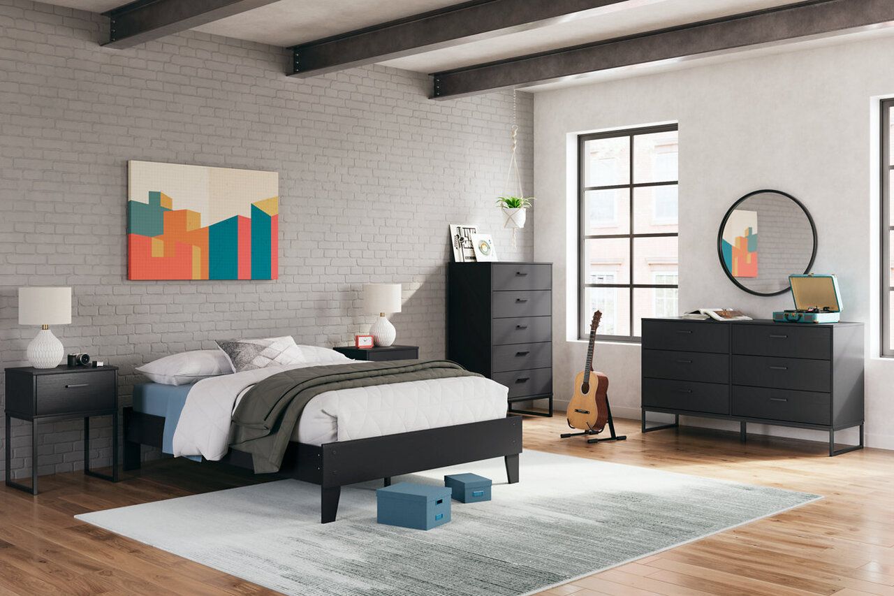 Socalle Full Panel Platform Bed In Black EB1865B2
