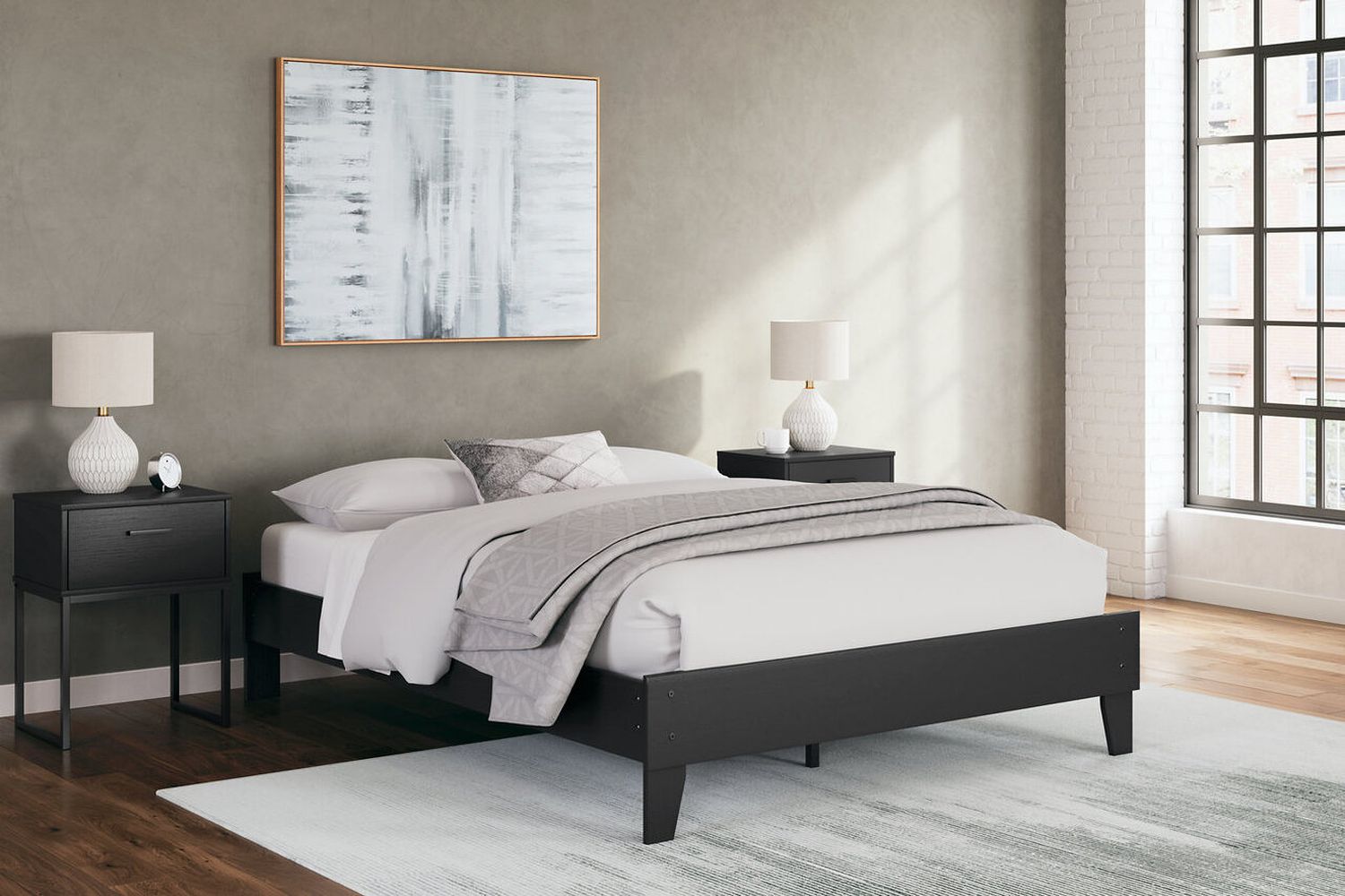 Socalle Queen Panel Platform Bed In Black EB1865B3
