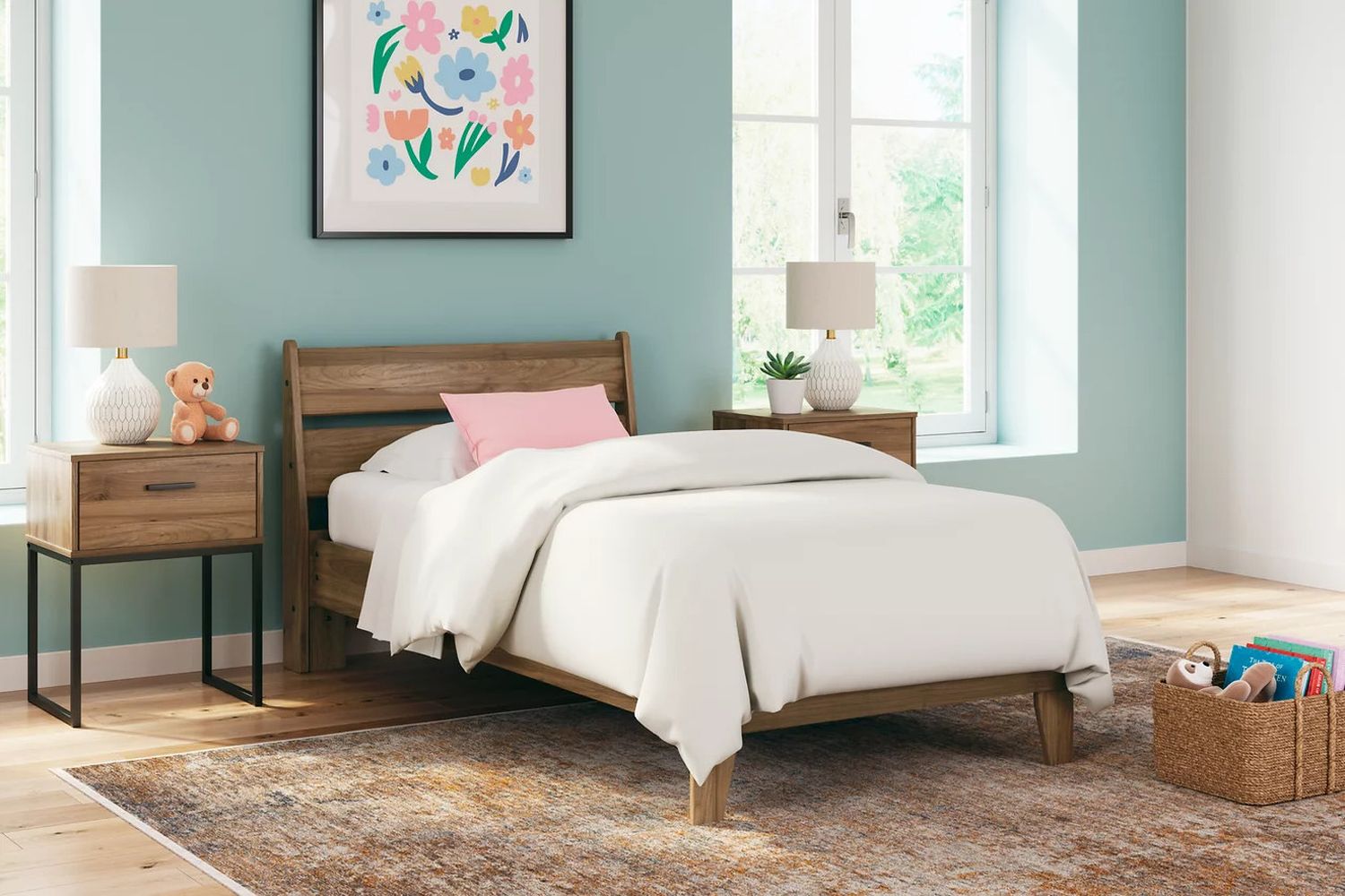 Deanlow Twin Panel Bed In Honey EB1866B1