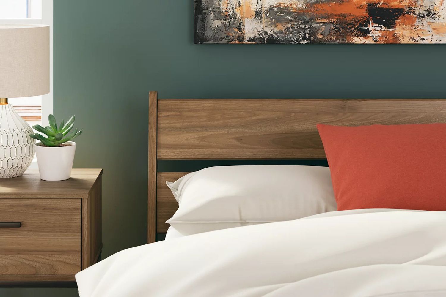 Deanlow Full Platform Panel Bed In Honey EB1866B2