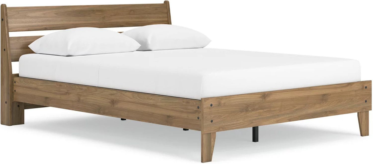 Deanlow Queen Platform Panel Bed In Honey EB1866B3