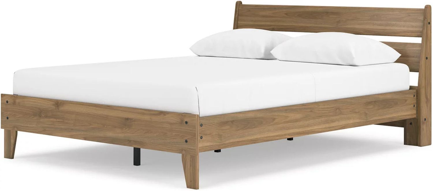 Deanlow Queen Platform Panel Bed In Honey EB1866B3