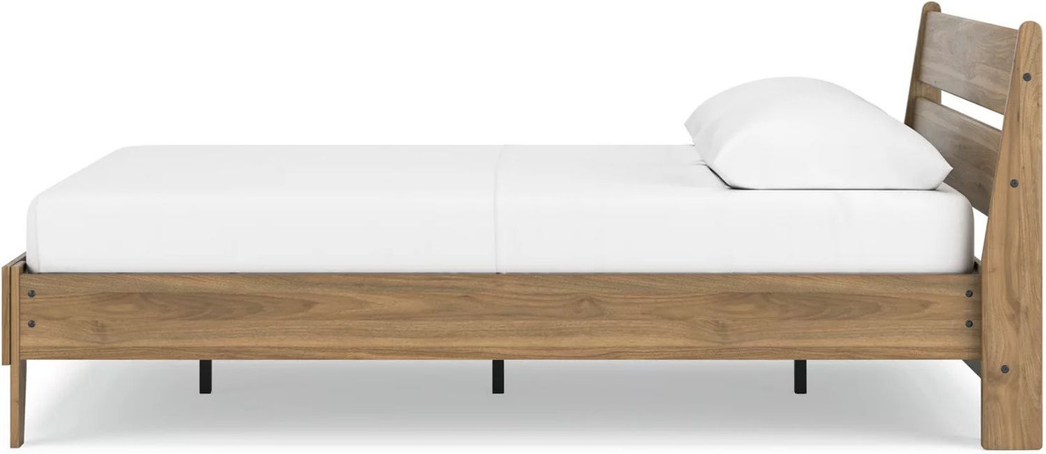 Deanlow Queen Platform Panel Bed In Honey EB1866B3